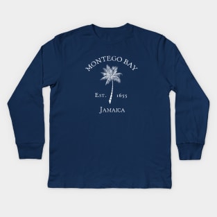 Montego Bay Jamaica Vintage Palm Kids Long Sleeve T-Shirt